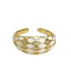 Enamel White Drop Glaze Rhombus Woven Opening Ring Light Luxury High Sense Personalized Stacked Ring
