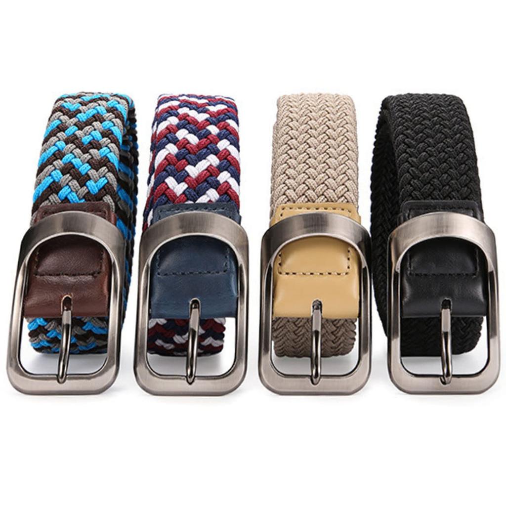 WHITE FANG Braided Elastic Belt, Colorful, Cool, Casual, One Size Fits All, Men's BT276 (Navy)