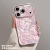 Pink cat mobile phone case is suitable for iPhone17pm spring new 16pro cute 15 flash feather yarn 14 sets