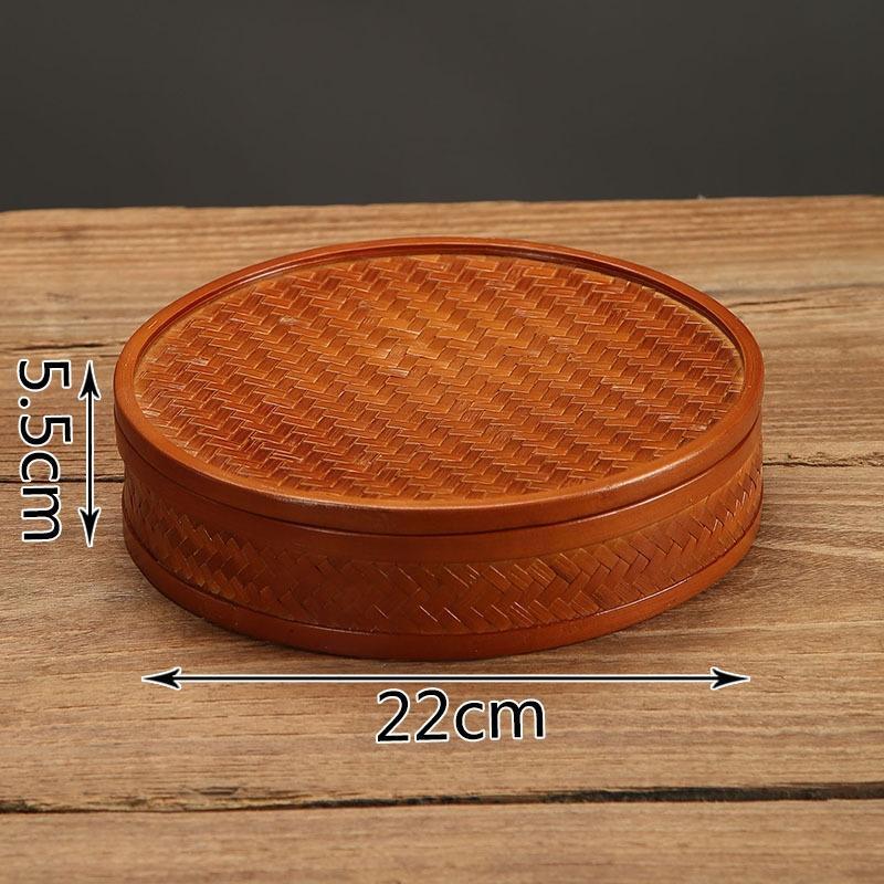 Handwoven Bamboo Double-Layer Food Basket