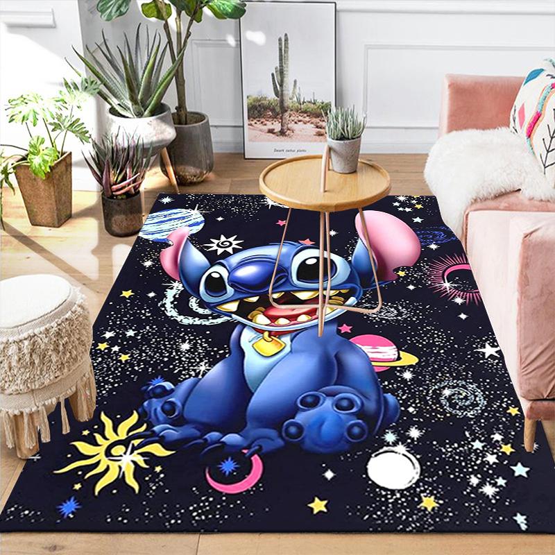1Pc Stitch Space Adventure Rug, Office Carpet Indoor Outdoor Doormat, Non-Slip Soft, Living Room, Christmas Halloween Gift. M928614