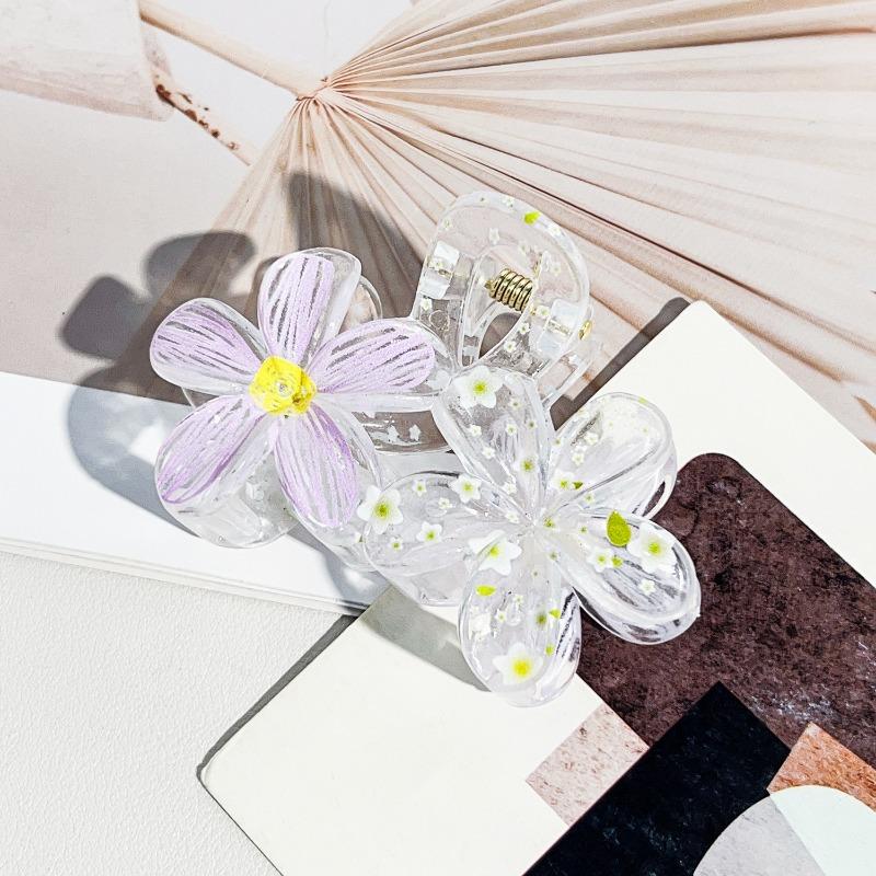 Sweet and Fresh Graffiti Style Flower Grappling Clips Shark Clips Back of The Head Updo Hair Clips Hair Accessories