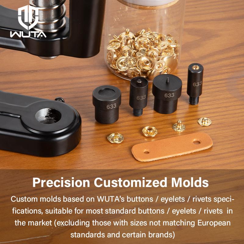 WUTA Manual Button Installation Tool Mute Punching Mushroom Rivets, Eyelet Hand Pressing (without /with Machine) DIY Craft Tools