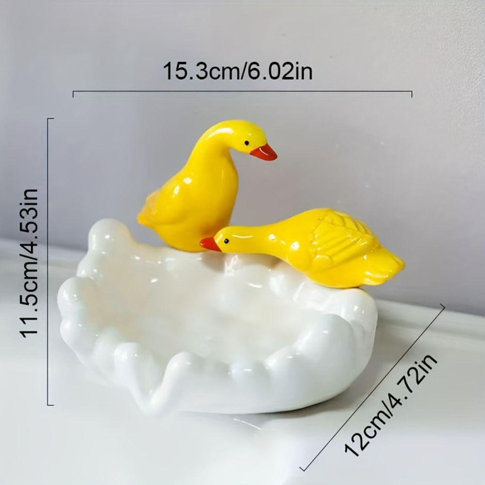 High-end Soap Tray Cartoon Soap Dish Drain Rack Decorative Duck Soap Holder  Toilet