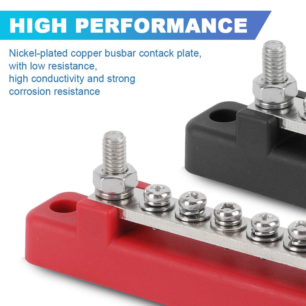 M6 Terminal Block dc Bus Bar 12v 1/4 Inch Stud 150A Electric BusBar 12v Power current distributor For Truck Boat accessories