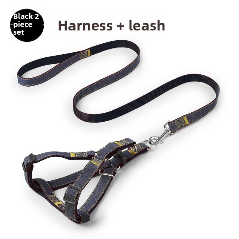 Pet Dog Leash with Adjustable Cowboy Chest Harness for Golden Retrievers and Terriers