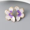 Pinkdudu Vintage Pearlescent Painted Petals Zinc Alloy Earrings Simple Stud Earrings Women Jewelry PD2362