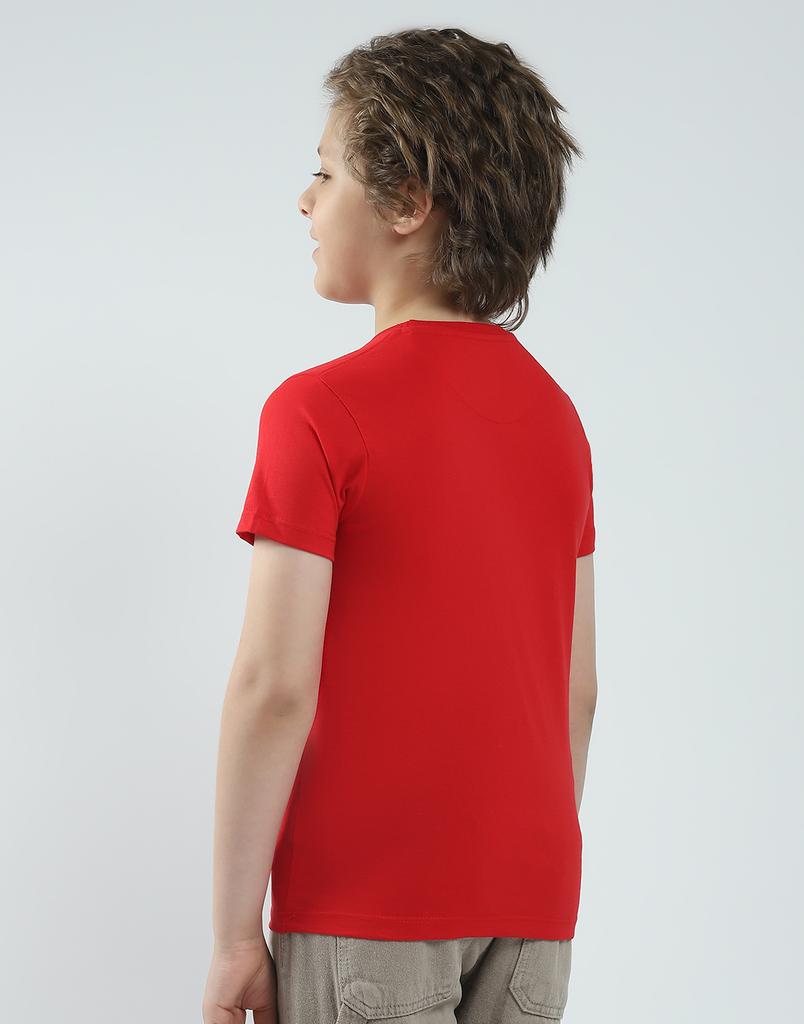 Chłopięcy T-shirt o regularnym kroju z nadrukiem | Krótki rękaw | Okrągły dekolt | Koszulka codzienna dla chłopców