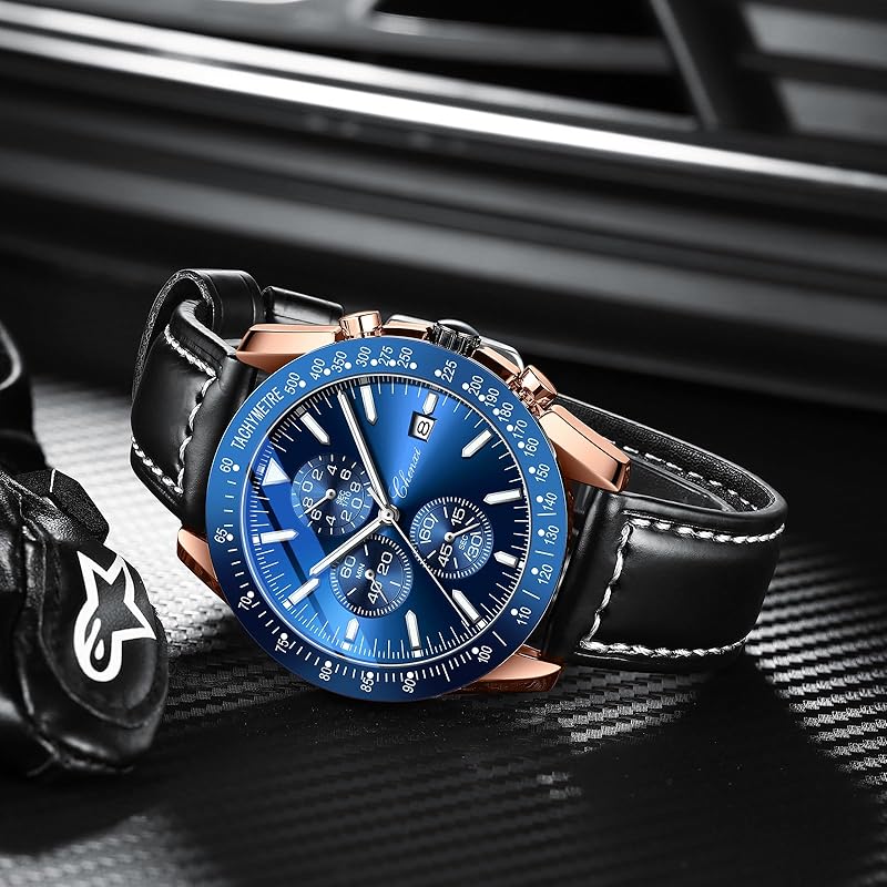 watch men's Fashionable chronograph Clock cool waterproof Popularity brand quartz analog clock for men blue blue