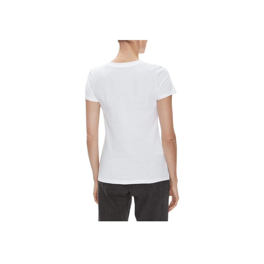 Calvin Klein Letter Print Round Neck Slim Fit Short Sleeve T-Shirt Women Tops White J20J222961-YAF