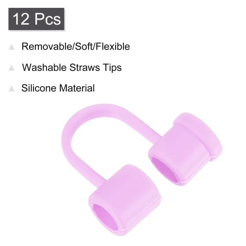 uxcell 12-Pack Purple Straw Cover Caps, Reusable and Dustproof Silicone Straw Covers for 8mm/0.32" OD Drinking Straws.