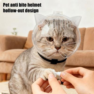 Cat Bubble Muzzle Transparent Breathable Kitten Hood Bite Prevention Pet Helmet for Cats Grooming Bathing Nail Trimming Safely