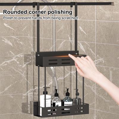 Shower Caddy Hanging Storage Rack Strong Load-bearing Easy Assembly Double Layer Bathroom Organizer