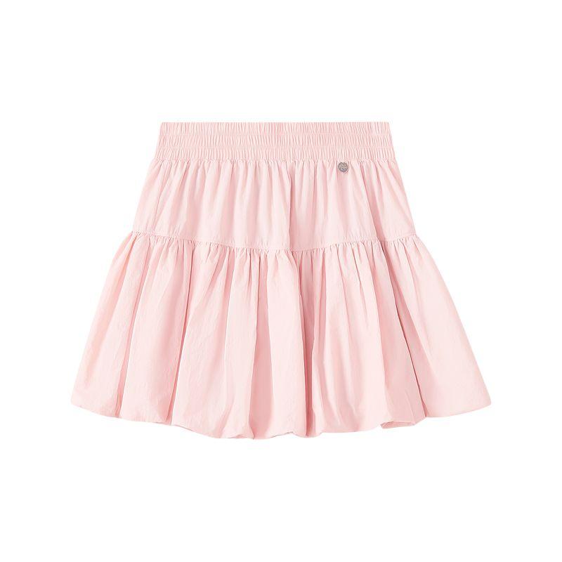Skechers Logo Woven Solid Loose Comfortable Versatile Casual Skirt Women skirts Nude-Pink L225W094-01L4 S