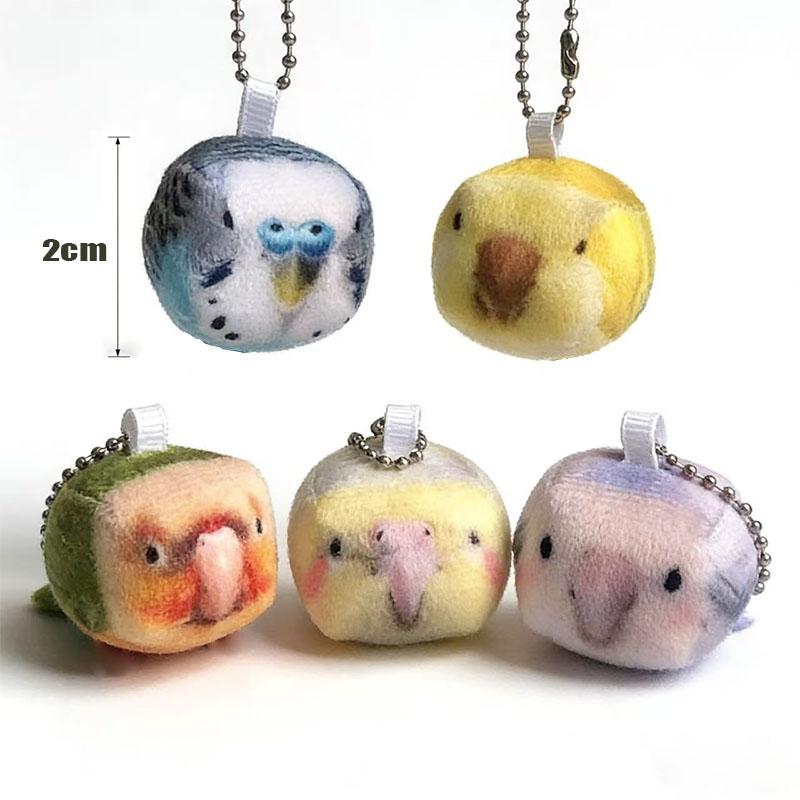 5Pcsset Cute Simulation Parrot Plush Doll Super Mini Square Parrot Key Chain Pendant Soft Stuffed Toy For Girl Bag Pendant Gift