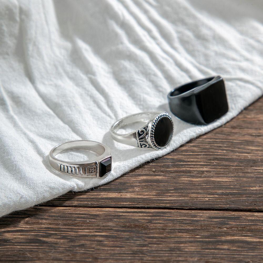 

Metal Men Ring Punk Style Silver Rings Fashion Skull Head Rings Set for Men