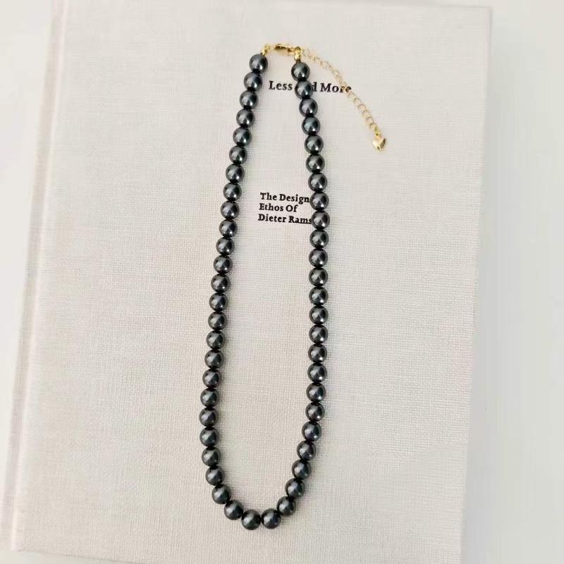 French round Shijia pearl necklace New Internet celebrity necklace Sweater chain Literary retro fashion necklace