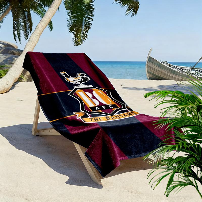 Bradford City AFC Print Beach Towel, Large Soft Quick Dry Towel for Beach Camping Swimming