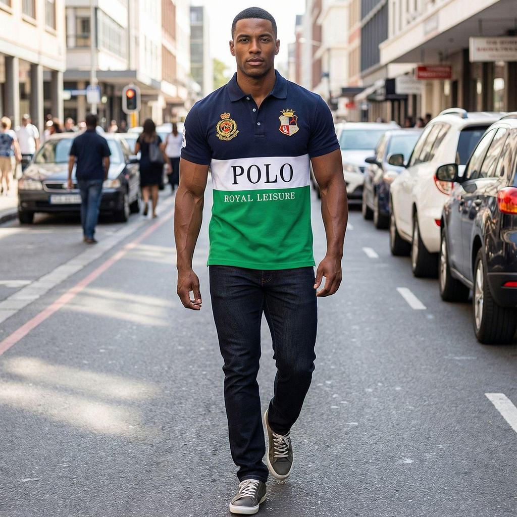 European and American Men's Short Sleeve Polo - British Style Sports Casual Cotton Embroidered Plus Size