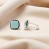 Aqua Chalcedony Gemstone 925 Sterling Silver Jewelry Handcrafted Cufflinks 0.61" CL-7-18