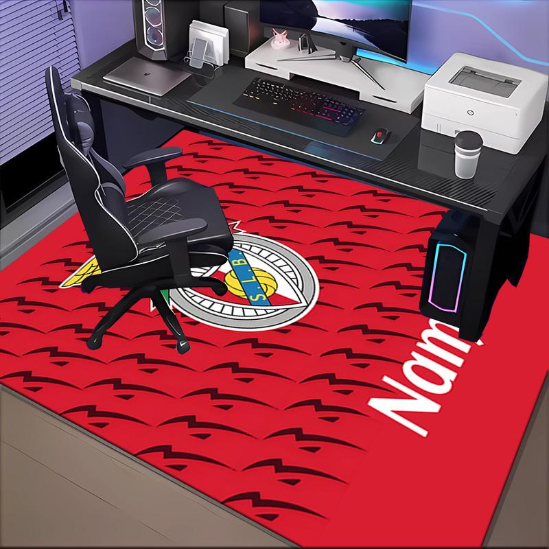 Custom Name Benfica Crest Rug Game Carpet, Floor Mat for Bedroom Living Room Entryway Rug, Home Decor Idea Gift for Christmas Birthday