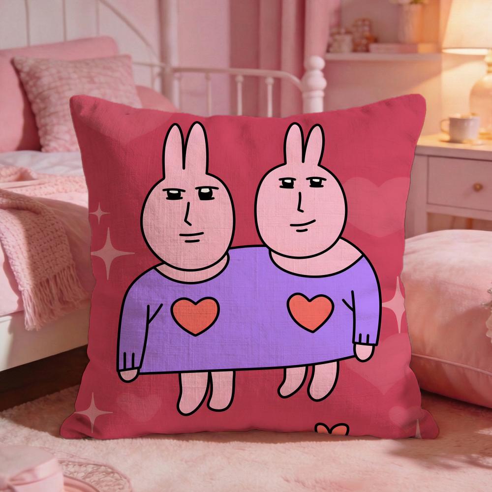 My Ffriends Rabbit Cute Cushion Cover Premium Comfort Reversible Pillow Cove Two In One Design For Any Room  Car Interior