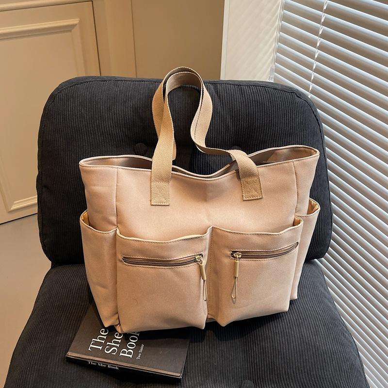Casual Large-capacity Canvas Bag Women's New Versatile Multi-pocket Shoulder Bag Commuter Tote Bag