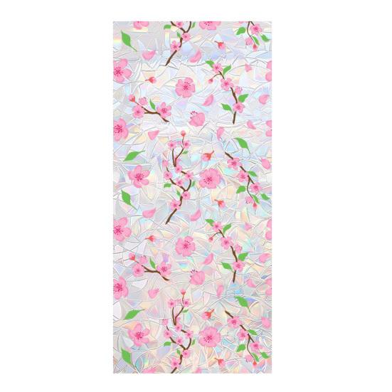 

Stained Glass Window Film Floral Rainbow Decorative Window Sticker Sun Blocking Removable Static Glass Cling for Bathroom Living Room Bedroom L