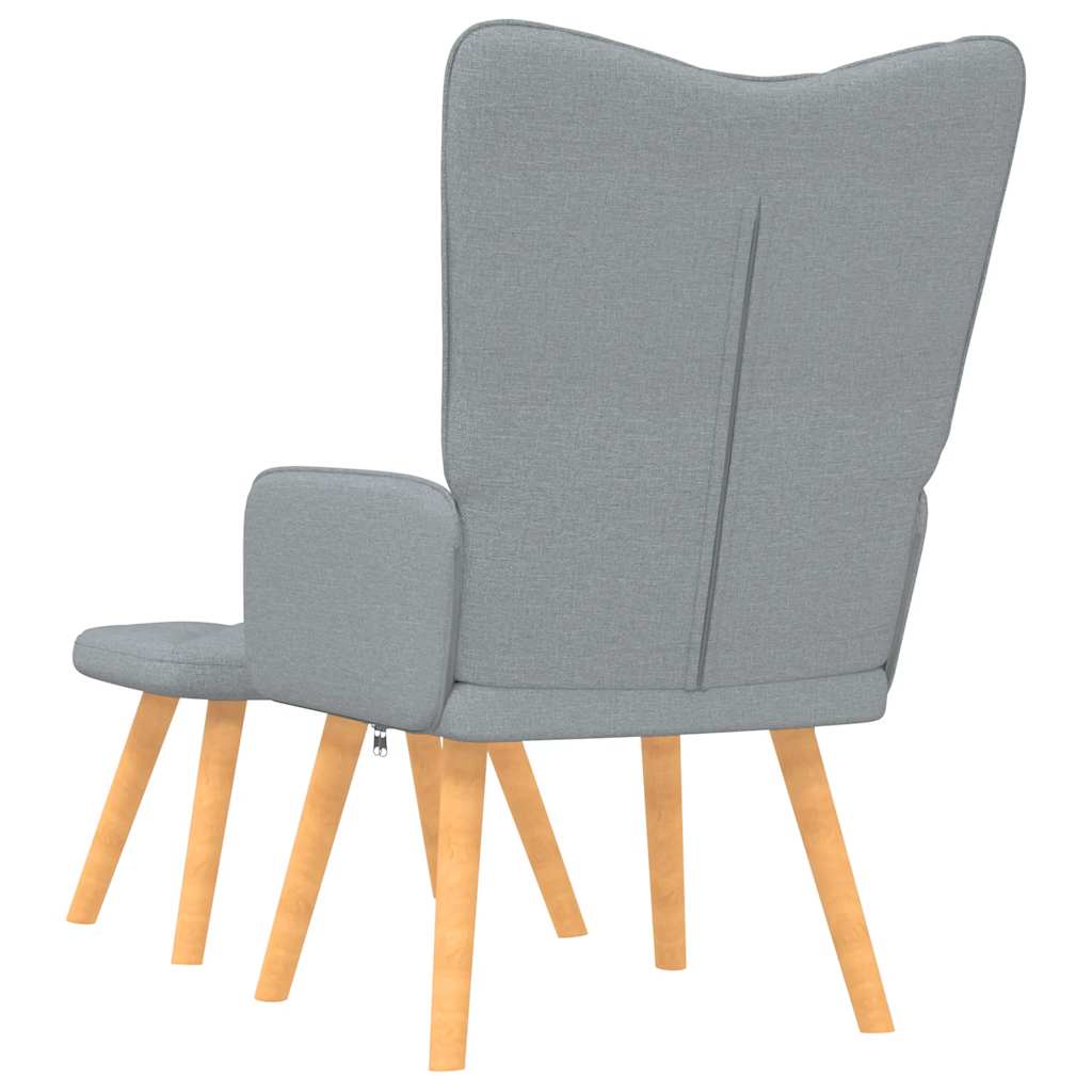 Vidaxl Armchair with Footrest, Light Gray, Fabric Upholstered