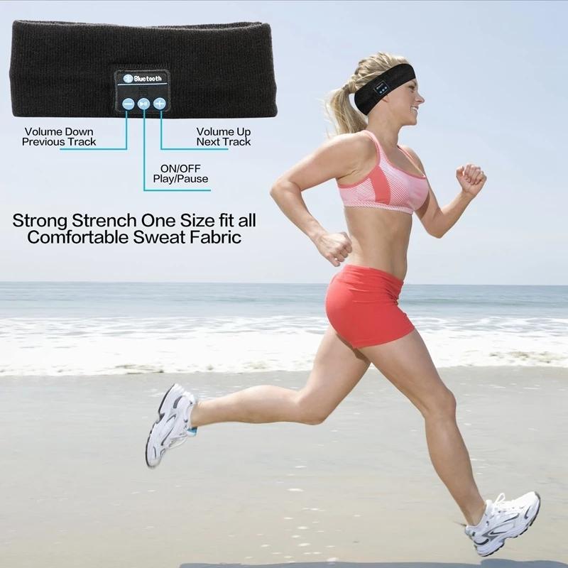 Wireless Bluetooth 5.0 Earphone Warm Sleeping Headband Headphone Stereo Sport Headset Music Hat As Eye Mask Thin Side Sleeper