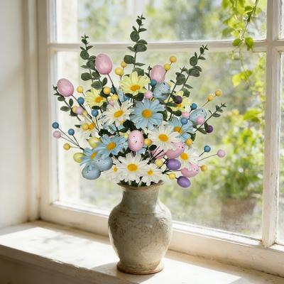 Easter Egg Stems Spring Artificial Floral Picks Simulated Foam Egg Branch for Home Vase Filler Table Centerpiece