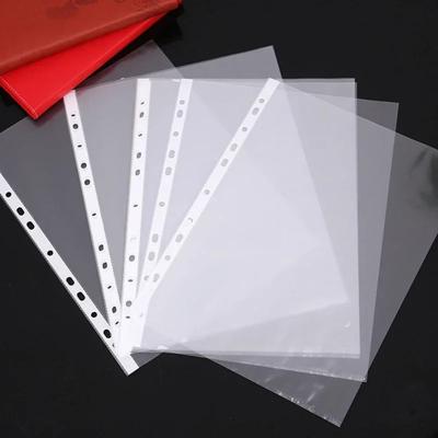 100 st 11 Hål Transparent Plast Hålade Mappar A4 Dokumentfickor Skydd Kontorsmaterial