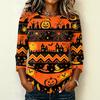 Women's Casual Raglan Sleeve Crew Neck Three Quarter Sleeve Halloween Graphic T Shirt Top for Everyday Wear