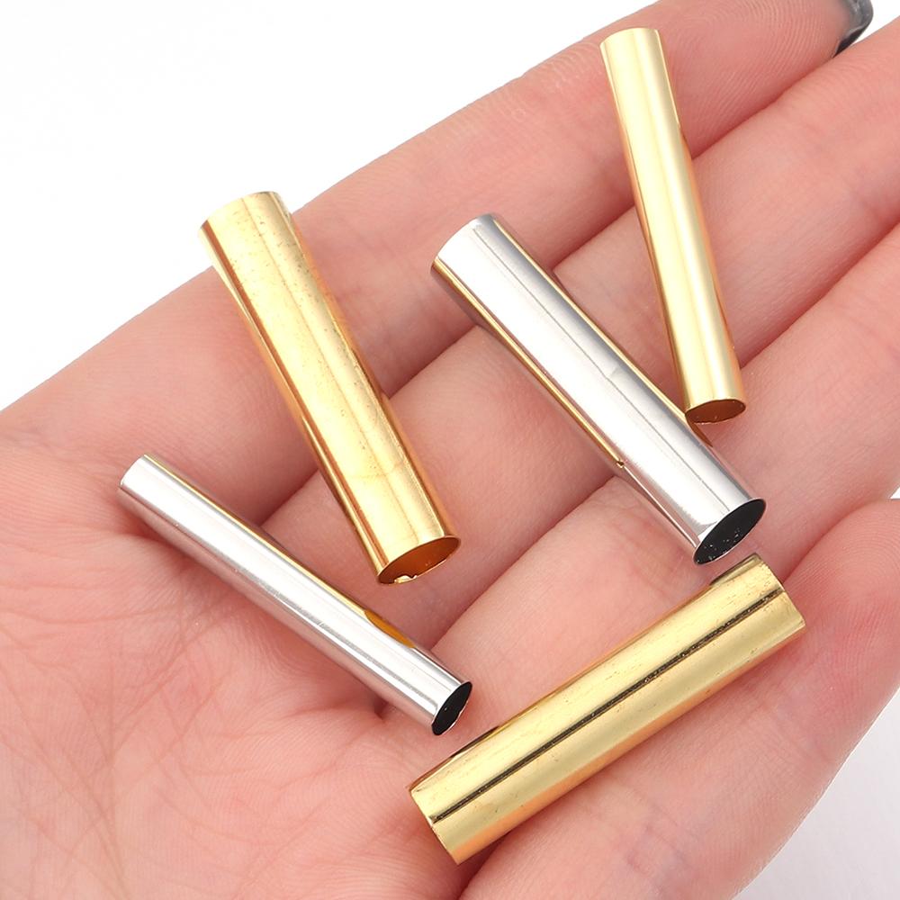 50-100pcs 4mm 6mm Hole Tube Copper Spacer Beads Connector Straight Tube For Jewelry Making DIY Chock Necklace Making Wholesale