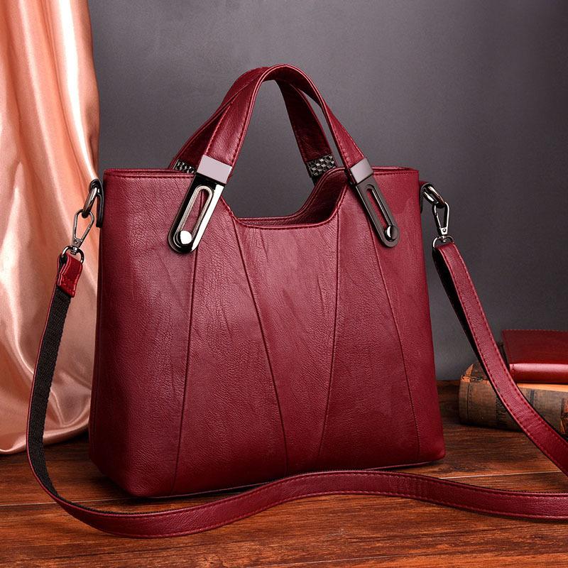 2024 Soft Leather Fashion Handbag for Middle-aged Women: Large Capacity, Versatile Single Shoulder or Crossbody Bag