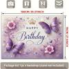 2D Soft Purple & Gold Butterfly Themed Birthday Photo Booth Background Cloth