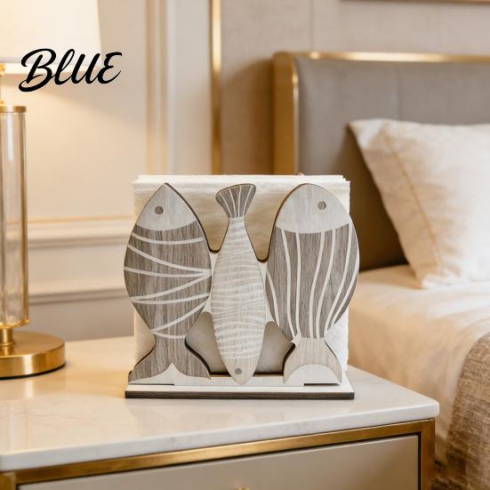 Solid Wood Paper Style Dispenser Wooden Holder Napkin Towel Rack Vertical Ocean Square And Holder Ordered Storage for Kitchen