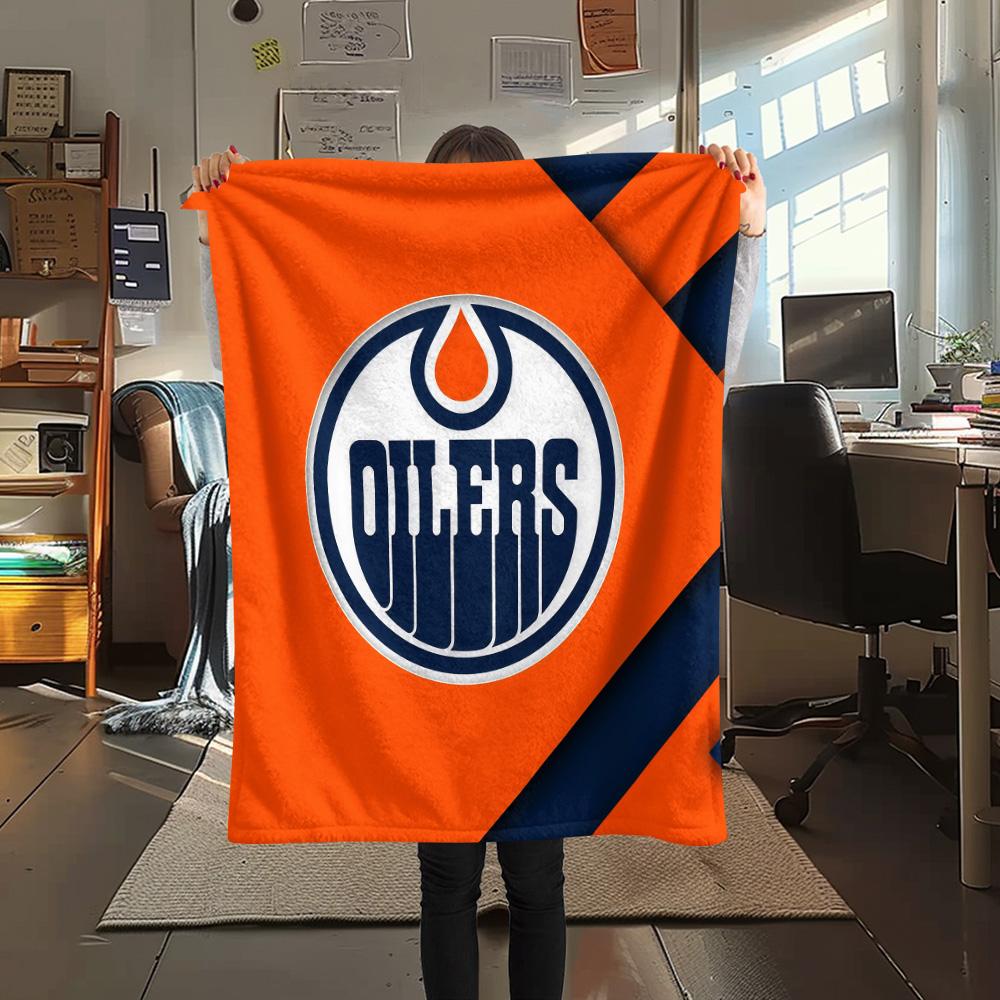 Edmonton Oilers Flannel Blanket, High quality Comfortable for All Seasons, Home Decor, Warmth and Comfort