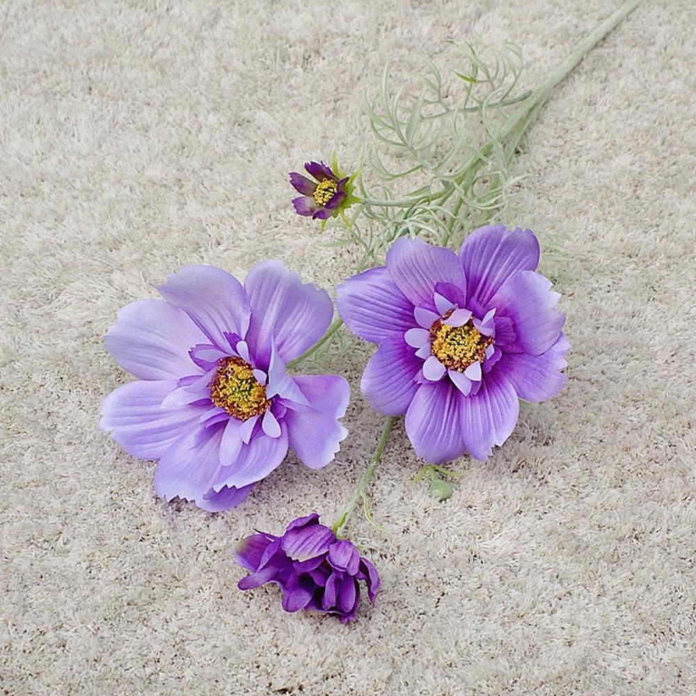 Luxury Artificial Cosmos Flower Branch Gesang Flower Plastic Chrysanthemum Elegant Handmade Fake Flower Home Wedding Decor Boda