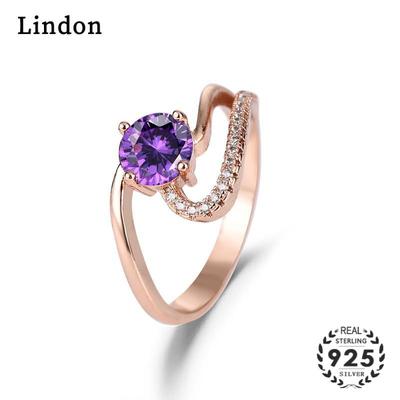 Lindon Classic Copper Alloy Zircon Ring Ladies Jewelry Wedding Promise Party Gift