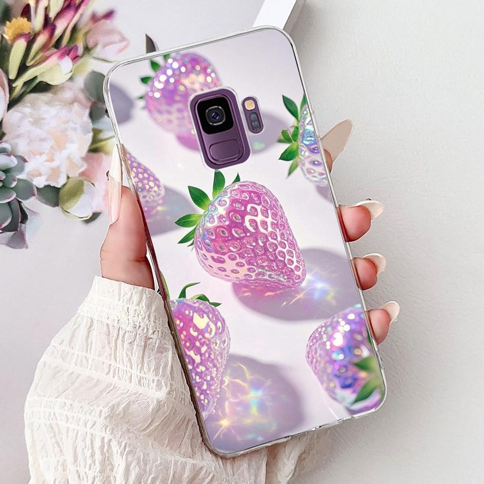 For Samsung Galaxy S9+ S9 Plus Case SM-G965F Cute Love Heart Strawberry Soft Silicone Cover on Samsung S9 S 9 SM-G960F TPU Coque