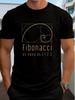 Men's Fibonacci Spiral Print T-Shirt - Fibonacci Sequence Number Theory, Short Sleeve Round Neck Cas