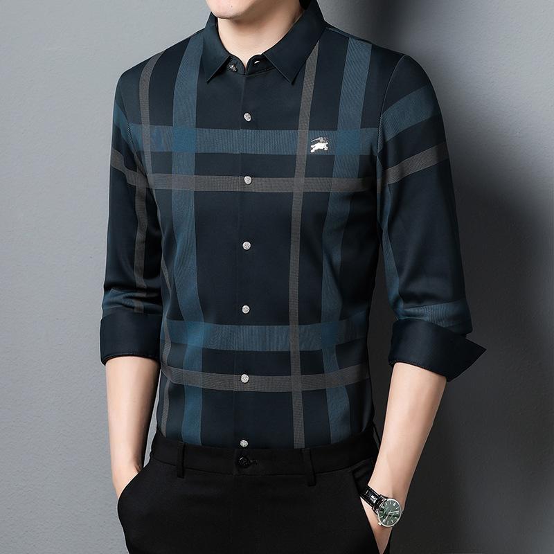 Весна и осень новая мужская рубашка с длинными рукавами корейский стиль свободный — фото 3
