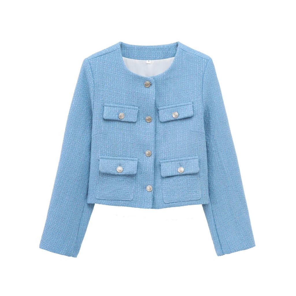 ZA Women's European & American Style Textured Shoulder Pad Jacket + Skirt/Pants Set