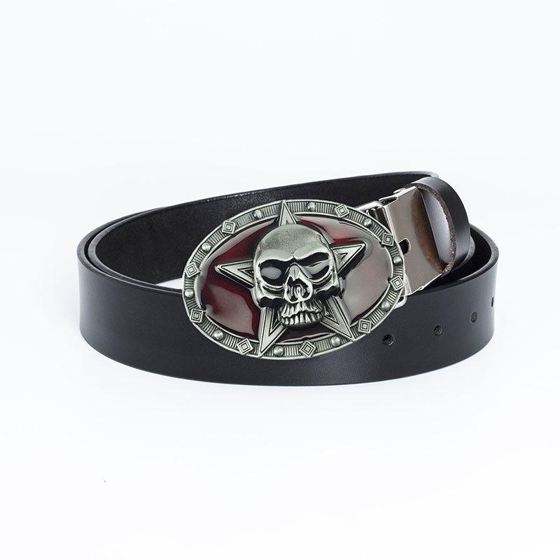 Retro Belt Skull Pentagram Fashion Trend Personality Youth Belt Cowhide Belt