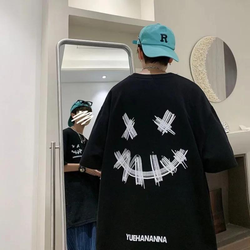 

Мужская футболка с принтом «Веселое улыбающееся лицо», высококачественный хлопковый топ, повседневная, подходит для фитнеса и улицы, летняя новинка, 4XL