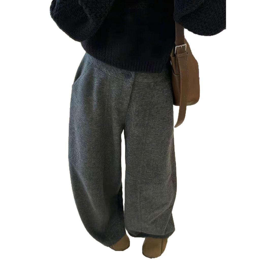 Women's Retro Wool Blend Relaxed Slimming Wide-Leg Pants - 2025 Autumn/Winter Collection