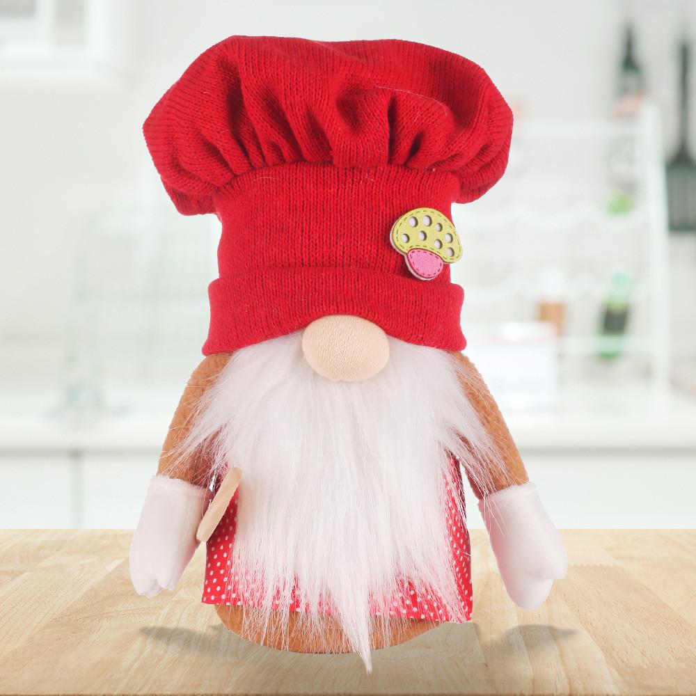 Plush Holiday Doll Handmade Knitted Chef Hat Christmas Decoration Toy Supplies
