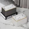 Vertical Patroon Leer Tissuebox Licht Luxe Europese Stijl Servethouder High-end Ornament Papier Opbergdoos