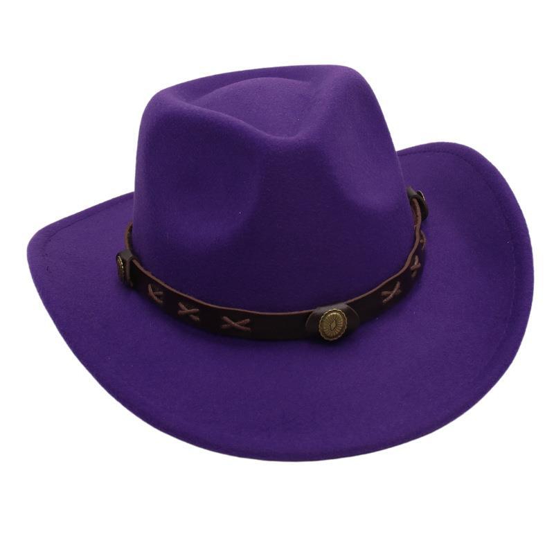 Metal Belt Top Hat Cowboy Hat Street Shot Jazz Hat Ancient Felt Hat Performance Antique Sun Hat Dance